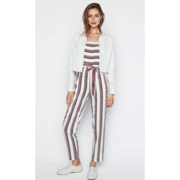 Strapless Jumpsuit with White, Red and Navy Stripes - Picture 2 of 2